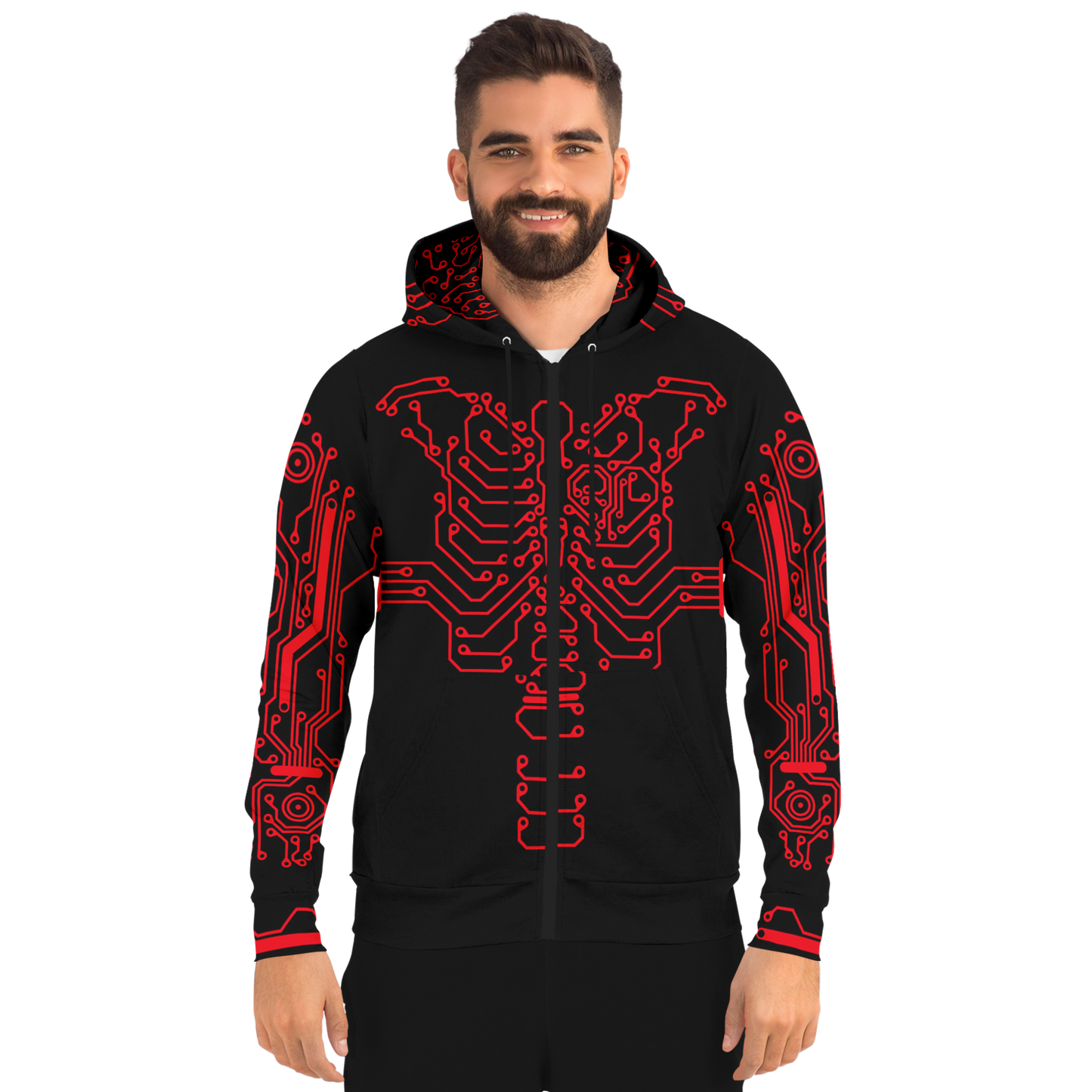 Anubitron Red Circuit Zip Hoodie