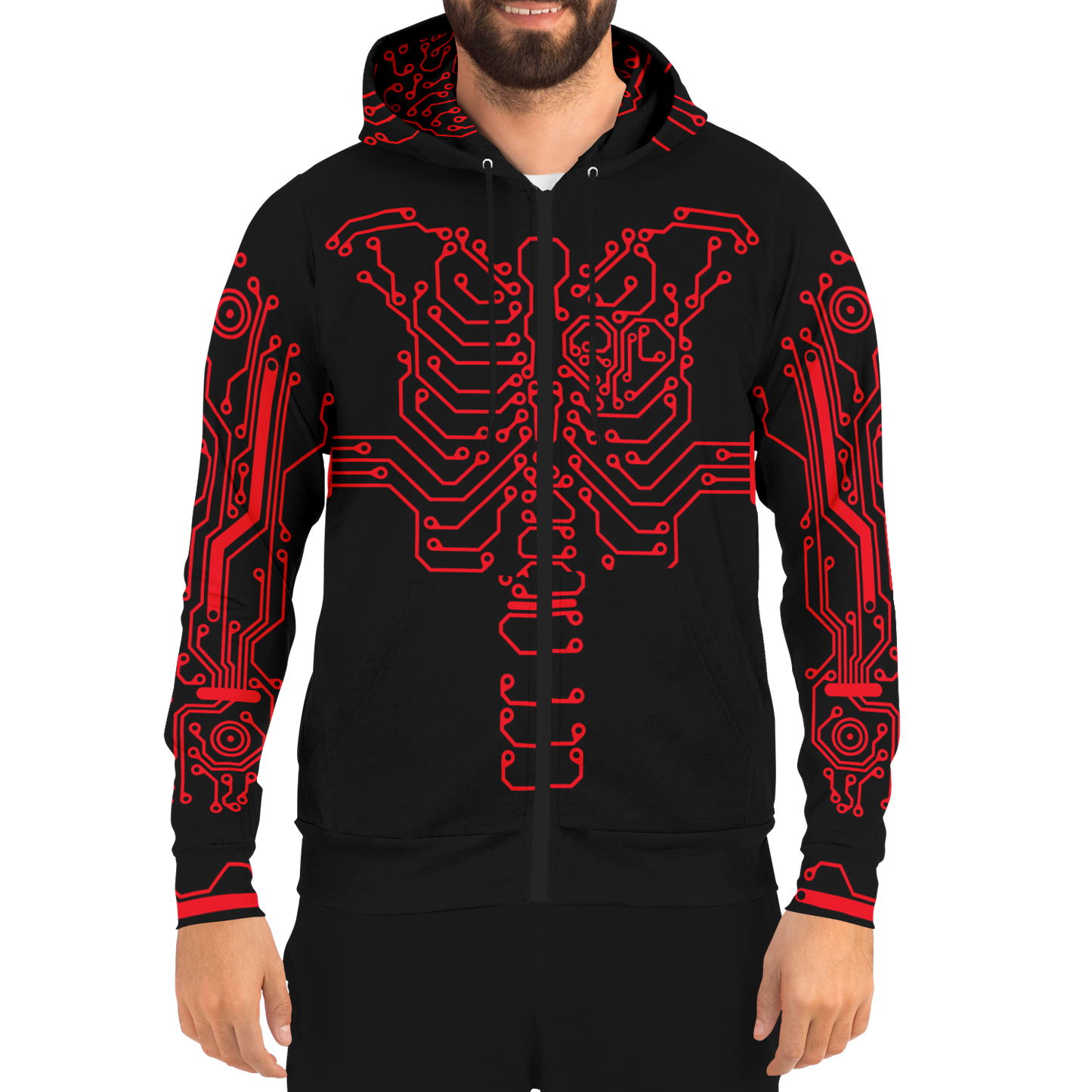 Anubitron Red Circuit Zip Hoodie