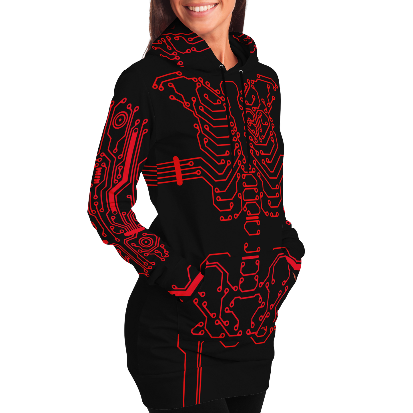 Anubitron Red Circuit Hoodie Dress