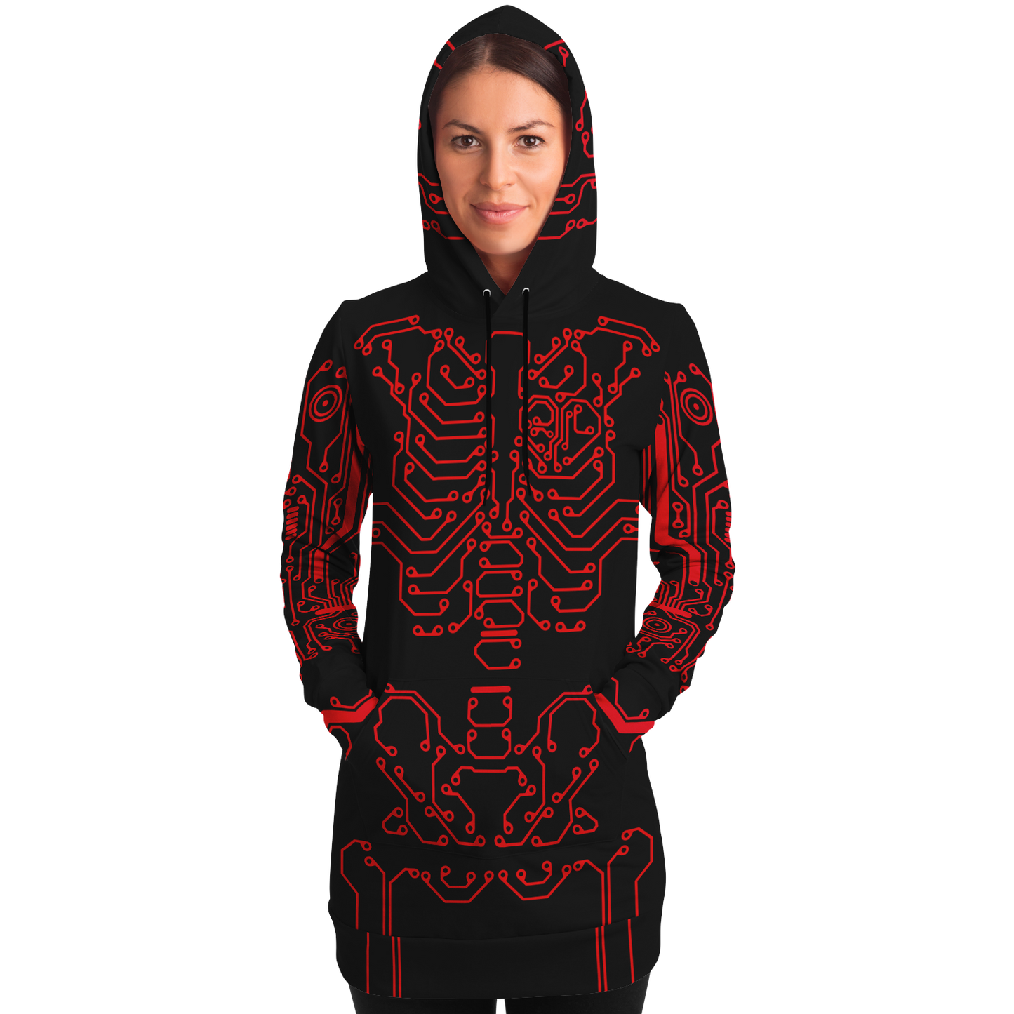 Anubitron Red Circuit Hoodie Dress