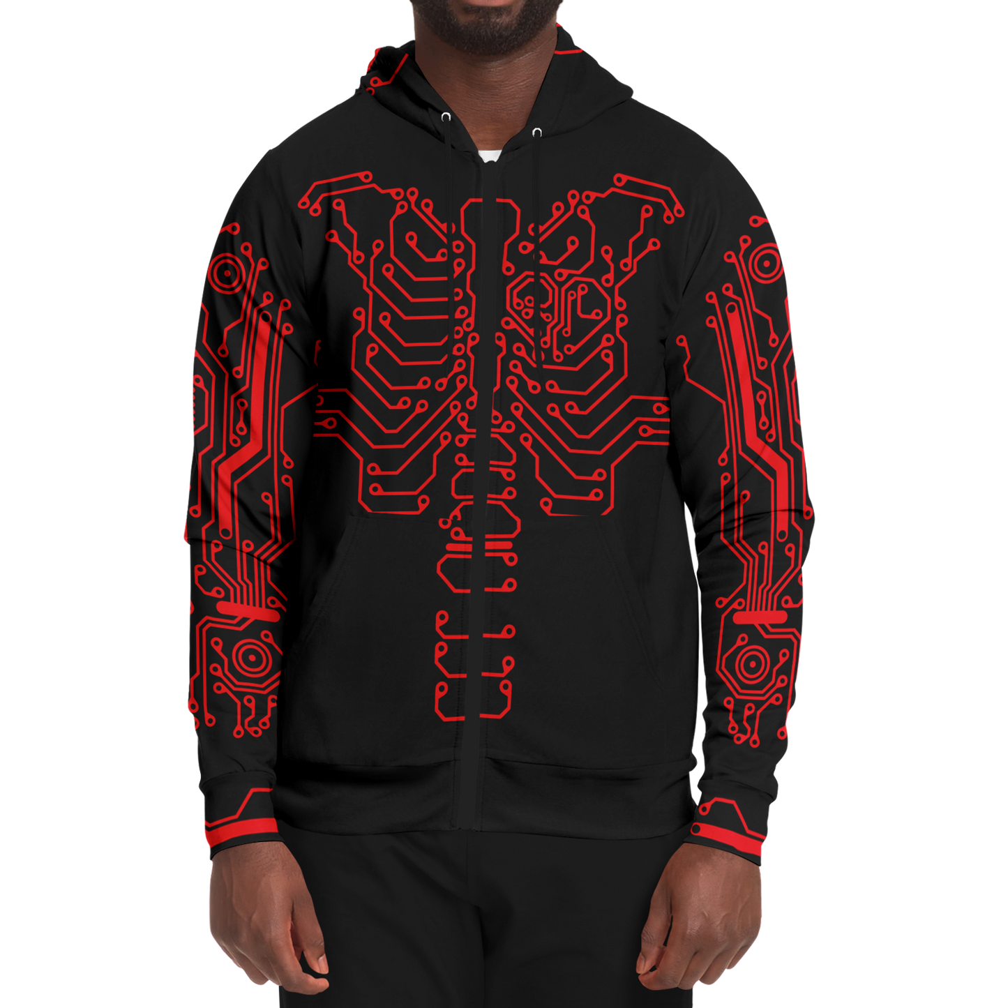 Anubitron Red Circuit Zip Hoodie