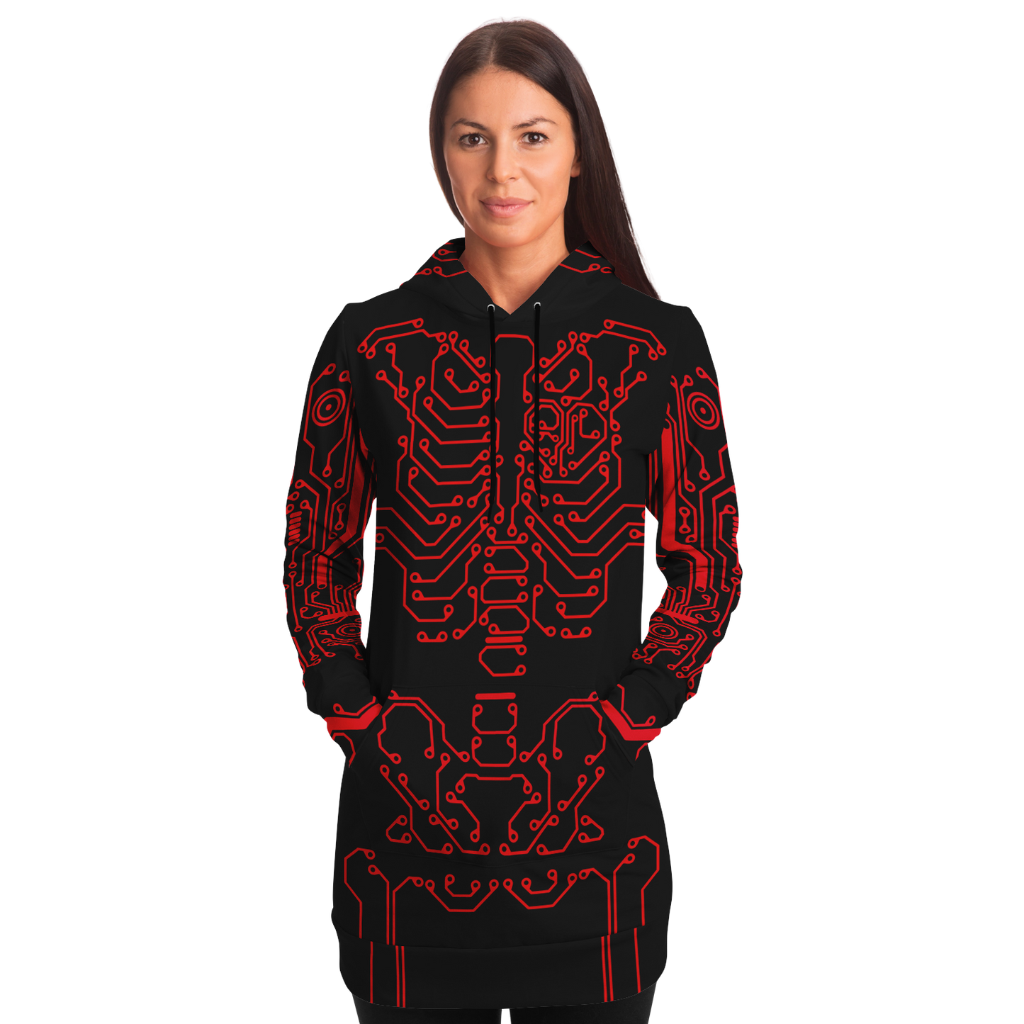 Anubitron Red Circuit Hoodie Dress