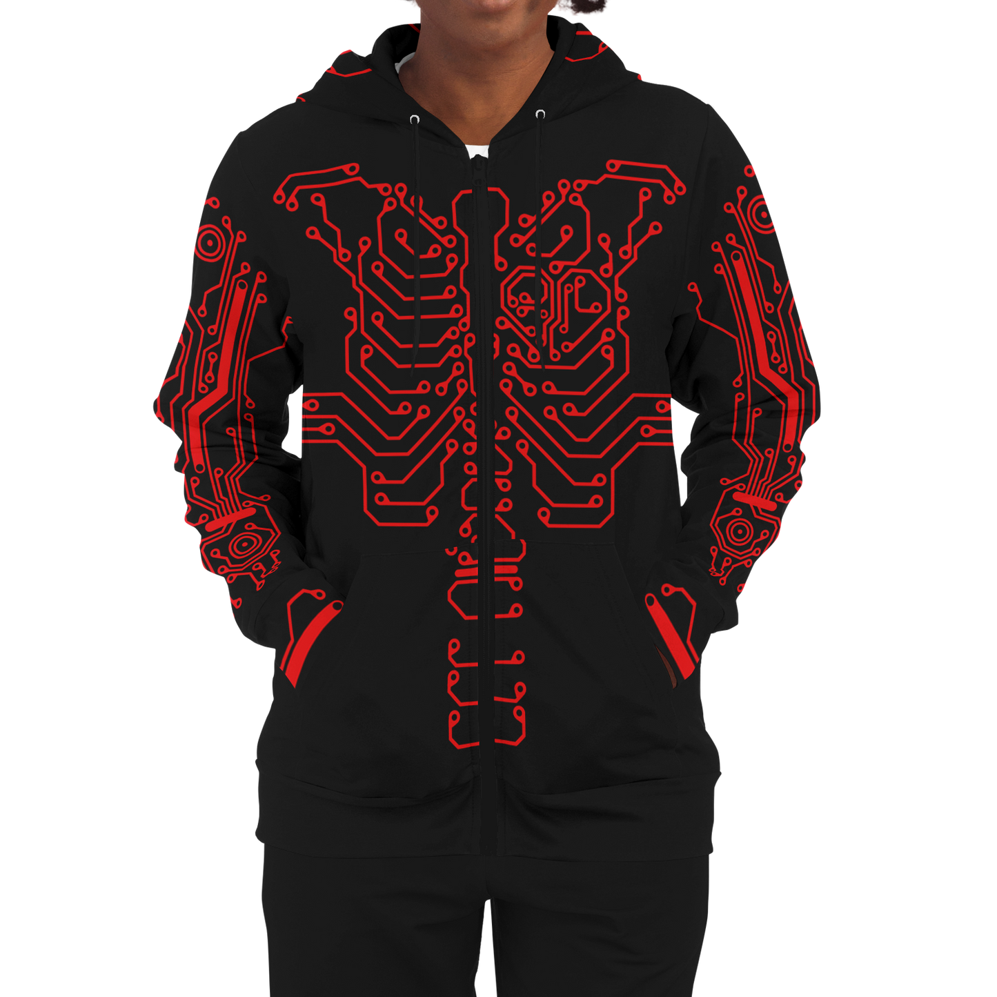 Anubitron Red Circuit Zip Hoodie