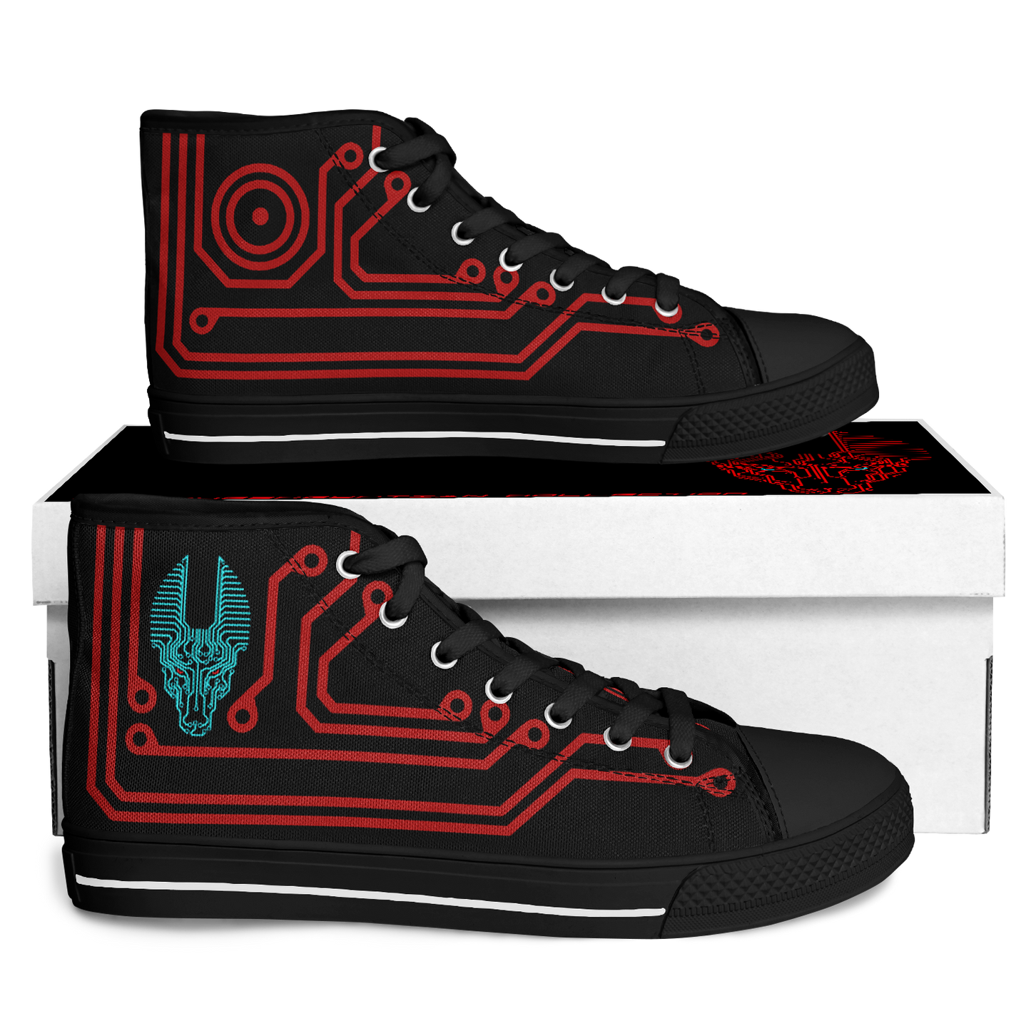 Anubitron Red Circuit High Top Sneaks