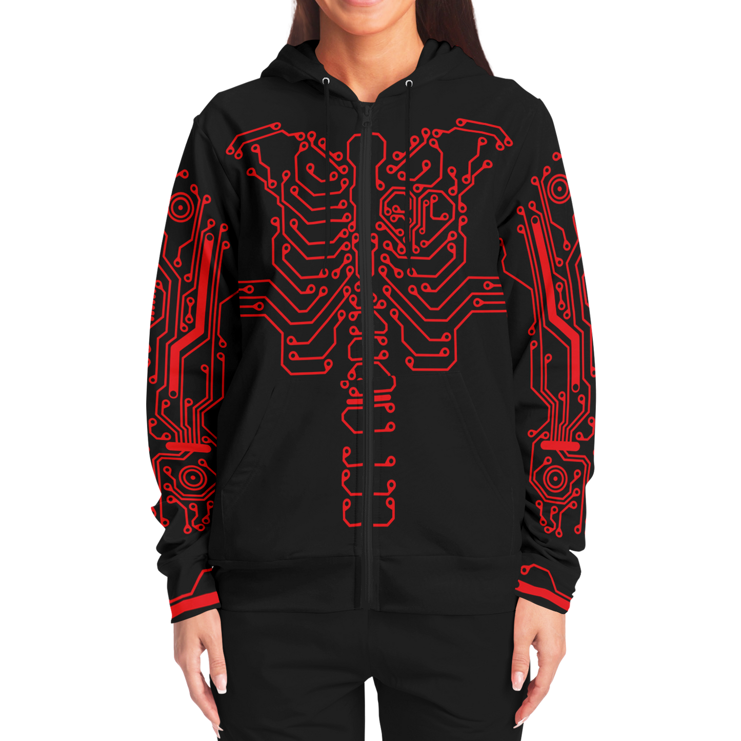 Anubitron Red Circuit Zip Hoodie