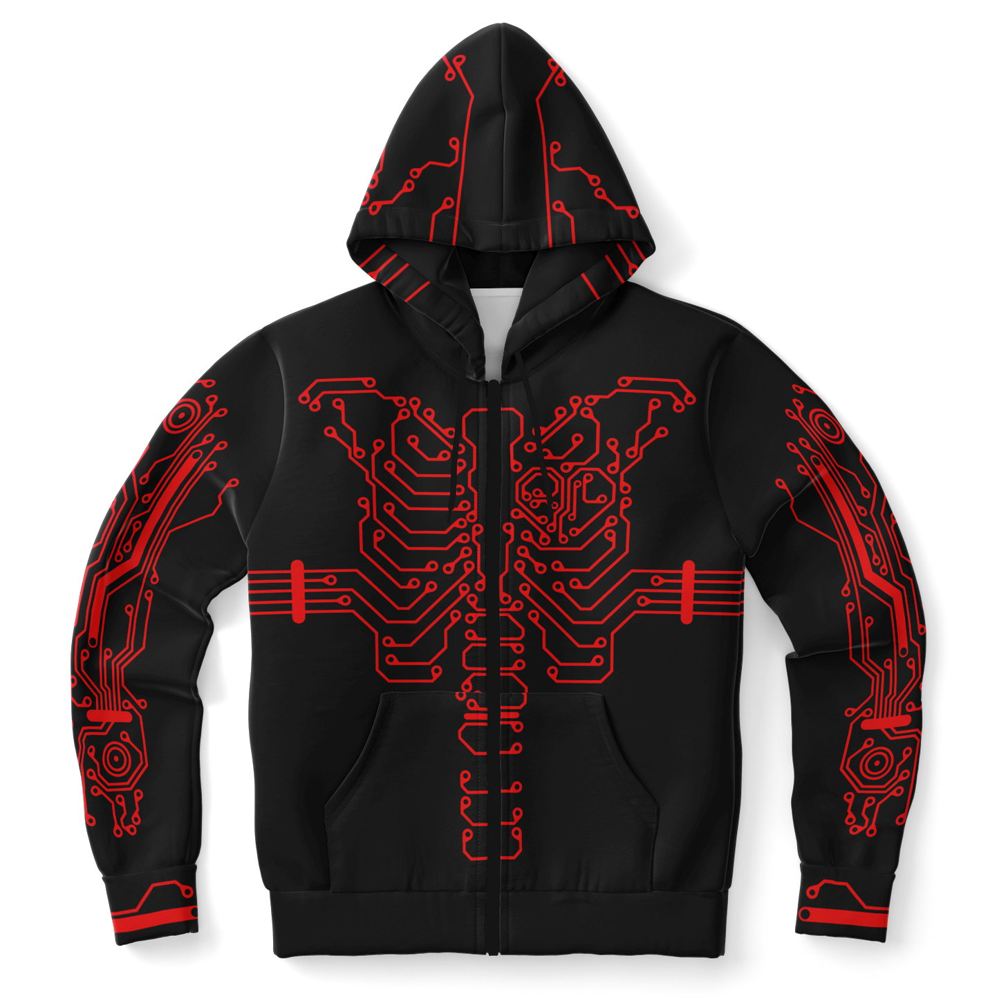 Anubitron Red Circuit Zip Hoodie