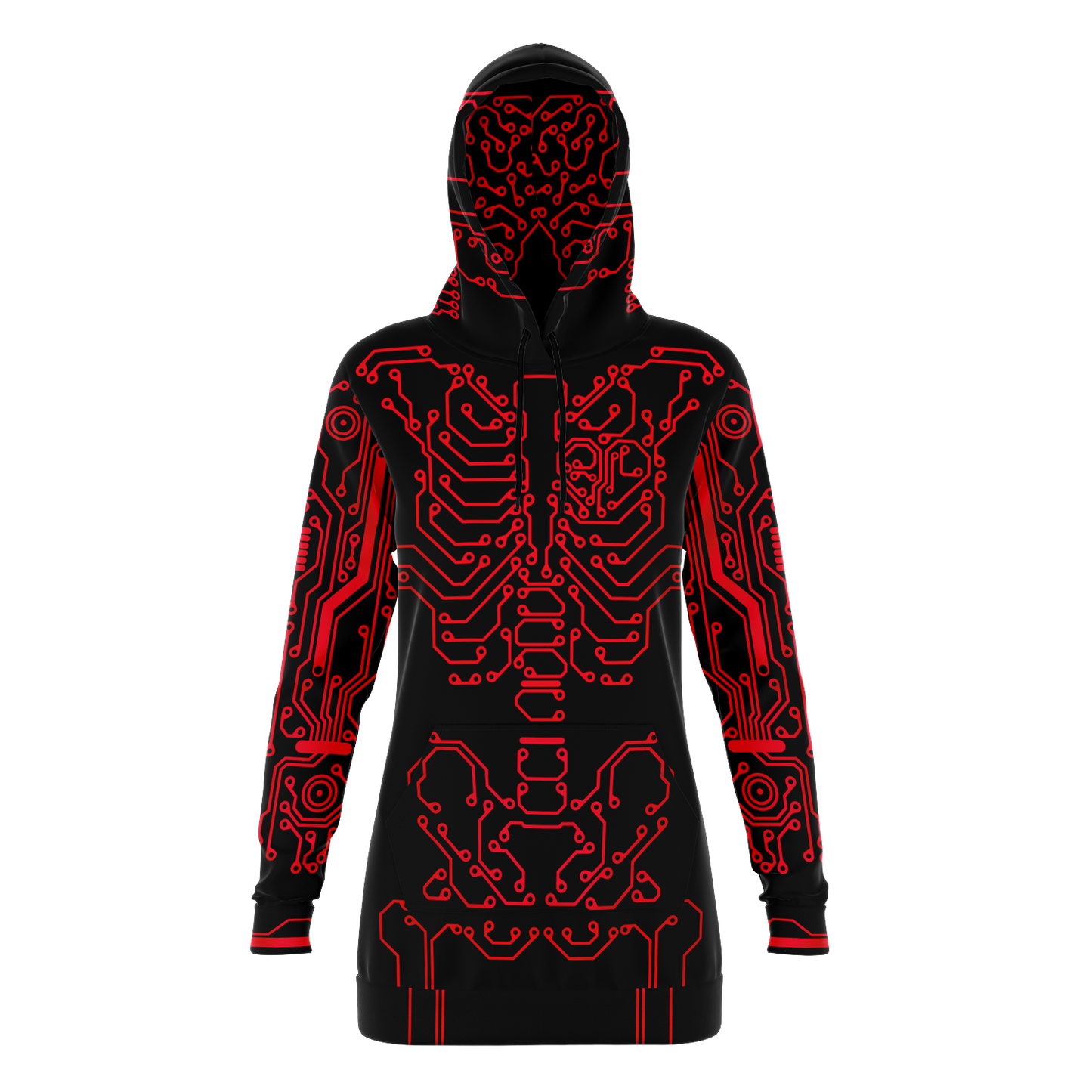 Anubitron Red Circuit Hoodie Dress