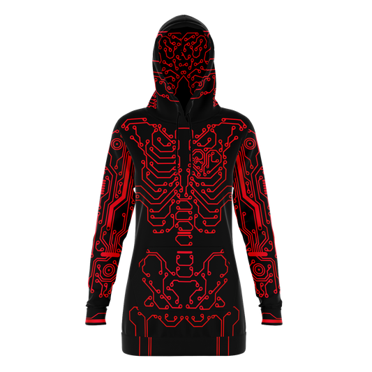 Anubitron Red Circuit Hoodie Dress